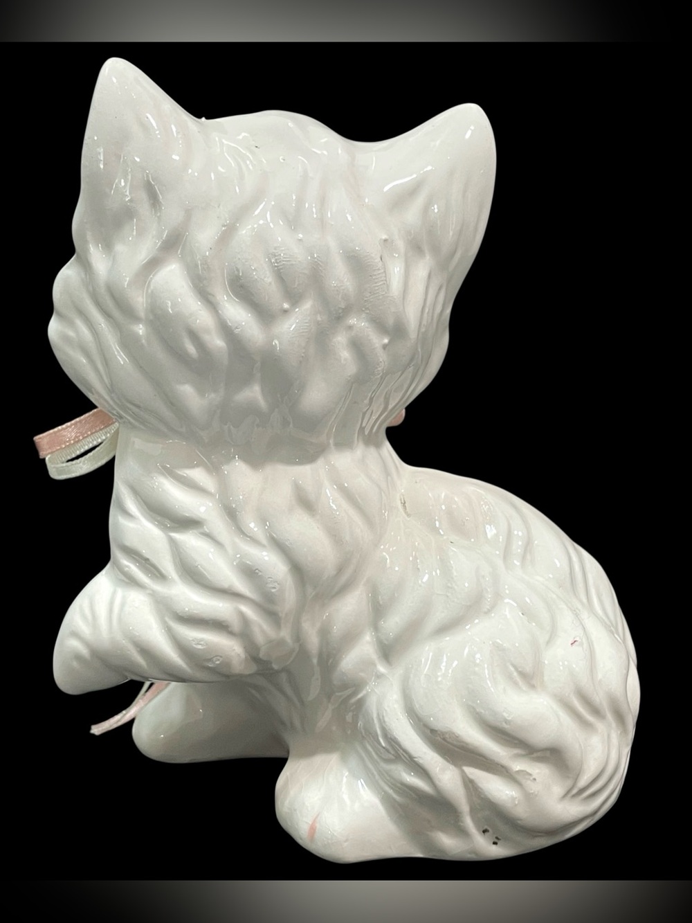 Vintage 1990s Trippies Inc. White Porcelain Kitten Cat Figurine Pink Flowers - Picture 3 of 10